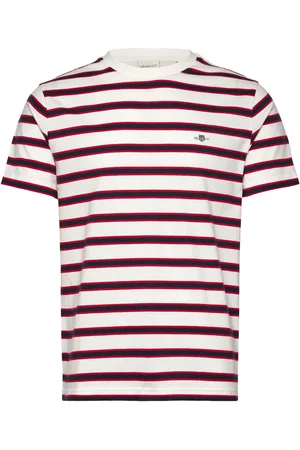 GANT Striped Ss Tshirt Designers T-Kortærmet Skjorte Red