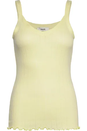 Mads Norgaard Pointella Trille Top Tops T-shirts & Tops Sleeveless Yellow