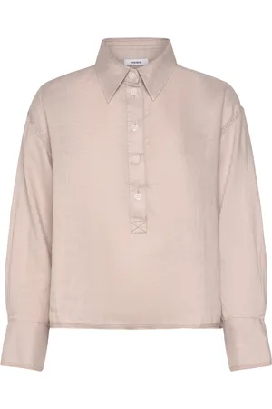 Reiss Nina Tops Shirts Linen Shirts Beige