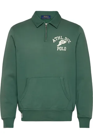 Ralph Lauren Fleece Graphic Collared Sweatshirt Tops Sweatshirts & Hoodies Sweatshirts Green
