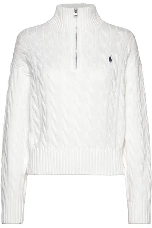 Ralph Lauren Cable-Knit Cotton Quarter-Zip Sweater Tops Knitwear Jumpers White