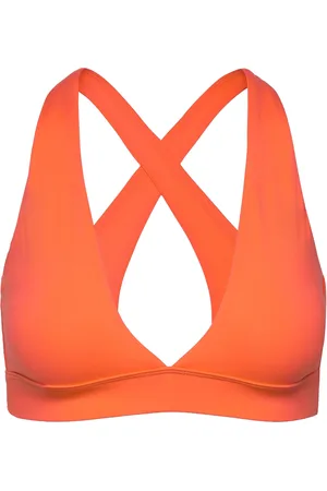 Casall V-Neck Crossback Bikini Top Sport Bikinis Bikini Tops Bandeau Bikinitops Orange