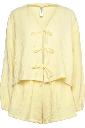 Lindex Pyjama Set Cotton Gauze Pyjamas Nattøj Yellow