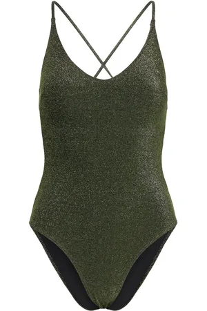 Lindex Swimsuit Naila Lurex Badedragt Badetøj Green