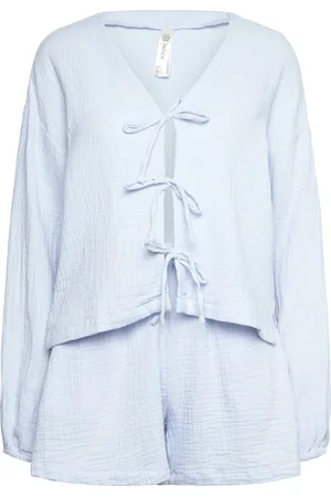 Lindex Pyjama Set Cotton Gauze Pyjamas Nattøj Blue