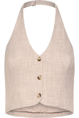 Gina Tricot Halterneck Tailored Vest Vests Knitted Vests Beige