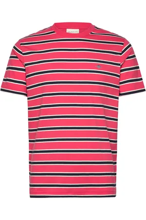 GANT Striped Ss Tshirt Designers T-Kortærmet Skjorte Red
