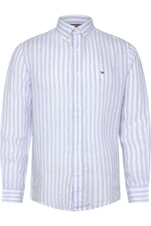 Tommy Hilfiger Linen Essential Stripe Rf Shirt Tops Shirts Linen Shirts Blue