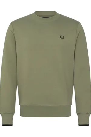 Fred Perry Crew Neck Sweatshirt Tops Sweatshirts & Hoodies Sweatshirts Khaki Green