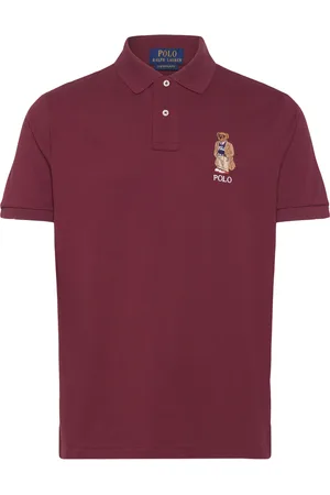 Ralph Lauren Custom Slim Fit Bear Mesh Polo Shirt Tops Polos Short-sleeved Burgundy