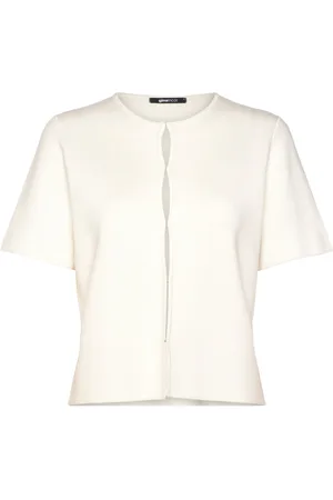 Gina Tricot Knitted Cardigan Tops T-shirts & Tops Short-sleeved Cream