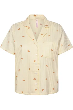 Hunkemöller Jacket Ss Cotton Croissant Pyjamas Nattøj Yellow