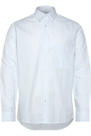 Mads Norgaard Organic Cotton Poplin Sune Shirt Tops Shirts Striped Shirts Blue