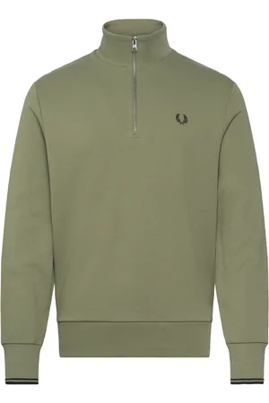 Fred Perry Half Zip Sweatshirt Tops Sweatshirts & Hoodies Sweatshirts Khaki Green