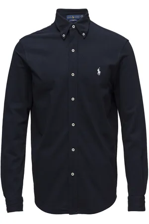 Ralph Lauren Featherweight Mesh-Lsl-Knt Designers Shirts Casual Navy