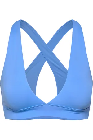 Casall V-Neck Crossback Bikini Top Sport Bikinis Bikini Tops Bandeau Bikinitops Blue