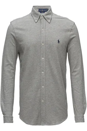 Ralph Lauren Featherweight Mesh-Lsl-Knt Designers Shirts Casual Grey
