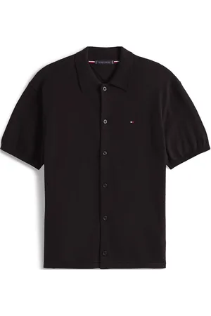 Tommy Hilfiger Essential Cotton Ss Over Shirt Tops Shirts Short-sleeved Shirts Black