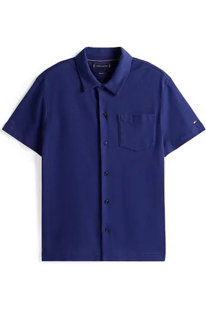 Tommy Hilfiger Open Knit Full Placket Reg Polo Tops Knitwear Short Sleeve Knitted Polos Blue