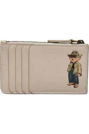 Ralph Lauren Polo Bear Leather Zip Card Case Bags Card Holders & Wallets Wallets Cream