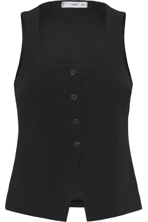 MANGO Waistcoat With Wide Straps Vests Knitted Vests Black