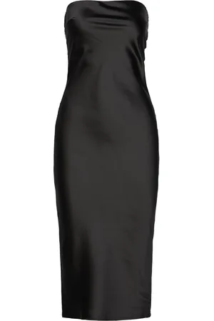 Gina Tricot Satin Tube Midi Dress Knælang Kjole Black