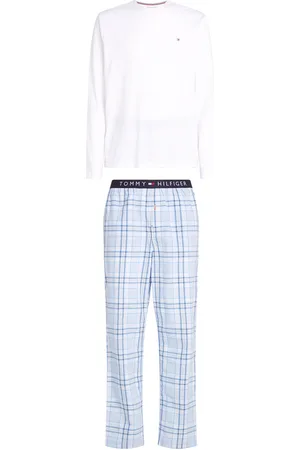 Tommy Hilfiger Ls Pant Woven Set Print Pyjamas Nattøj White