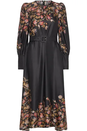 by Ti Mo Satin Midi Dress Knælang Kjole Black