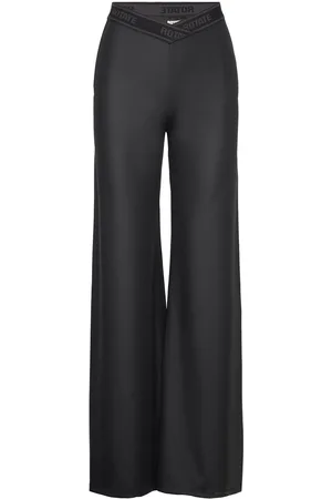 ROTATE Stretch Straight Leggings Designers Trousers Wide Leg Black