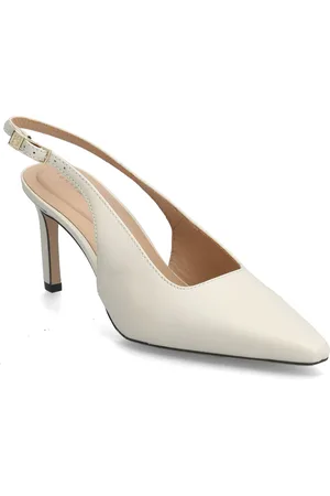 Tommy Hilfiger Squared Toe High Heel Slingback Shoes Sling Backs Heeled Slingbacks Cream