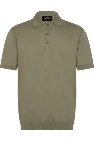 Mads Norgaard Tight Cotton Tristan Knit Ss Tops Knitwear Short Sleeve Knitted Polos Green
