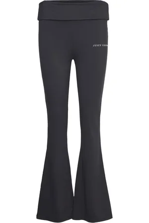 Juicy Couture Layla Cherub Roll Down Velour Pant Bottoms Trousers Joggers Black