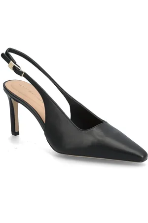 Tommy Hilfiger Squared Toe High Heel Slingback Shoes Sling Backs Heeled Slingbacks Black