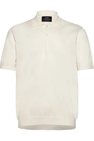 Mads Norgaard Tight Cotton Tristan Knit Ss Tops Knitwear Short Sleeve Knitted Polos White
