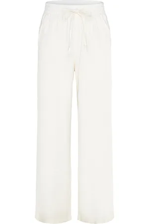 JDY Say Hw Linen Wide Pant Wvn Bottoms Trousers Linen Trousers White