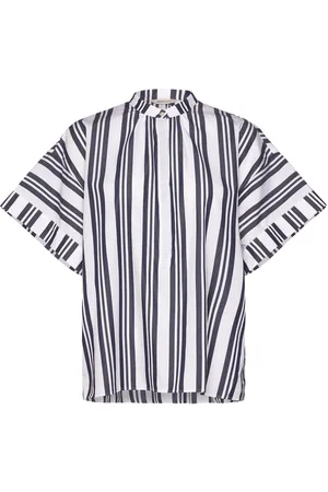 GANT Os Striped Popover Tops Shirts Short-sleeved Navy
