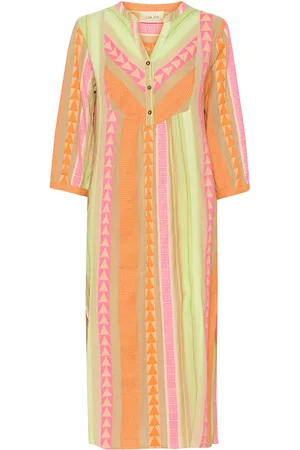 Cream Crsola Caftan Dress - Mollie Fit Knælang Kjole Orange
