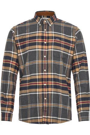 Barbour Ronan Tf Check Tops Shirts Casual Grey