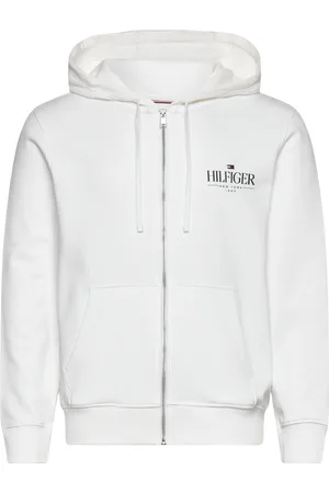 Tommy Hilfiger Hilfiger Stacked Hooded Zip Th Tops Sweatshirts & Hoodies Hoodies White