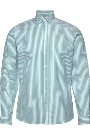 Lindbergh Striped Superflex Oxford L/S Tops Shirts Casual Blue