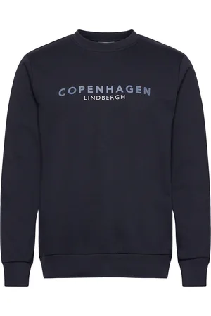 Lindbergh O-Neck Printed Sweat Tops Sweatshirts & Hoodies Hoodies Navy