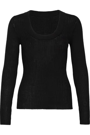 SELECTED Slfcosta New Ls Knit Deep U-Neck Tops Knitwear Jumpers Black