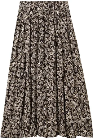 TOM TAILOR Skirt Crinkle Effect Knælang Nederdel Black