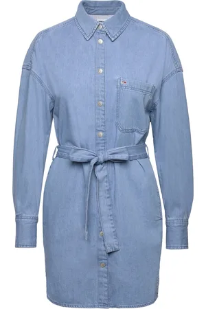 Tommy Hilfiger Tjw Belted Denim Shirt Dress Ext Kort Kjole Blue