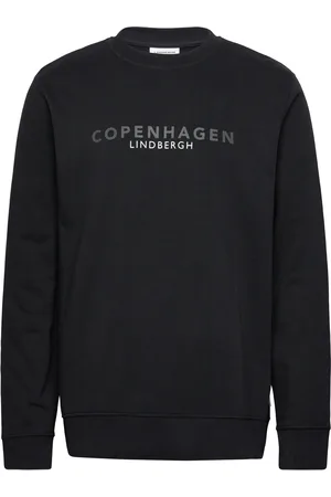 Lindbergh O-Neck Printed Sweat Tops Sweatshirts & Hoodies Hoodies Black