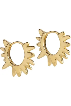 Enamel Sunshine Leaves Hoops Accessories Jewellery Earrings Hoops Gold