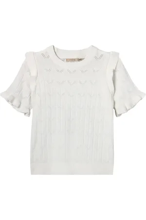 Fliink Sunny Ss Blouse Tops Knitwear Pullovers White