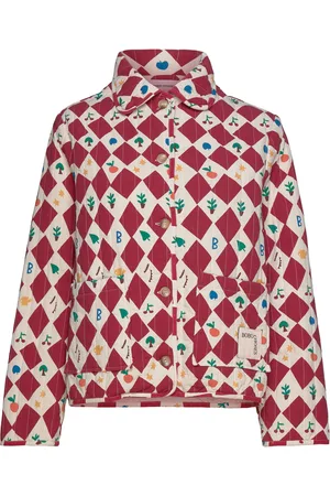 Bobo Choses Harlequin Printed Quilted Cropped Jacket Quiltet Jakke Red