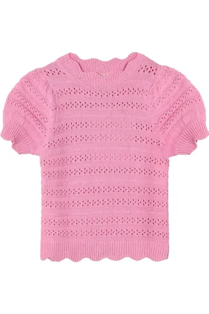 Fliink Magic Ss Puff Blouse Tops Knitwear Pullovers Pink