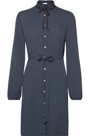 Tamaris Bona High Neck Ruffle Dress Knælang Kjole Blue
